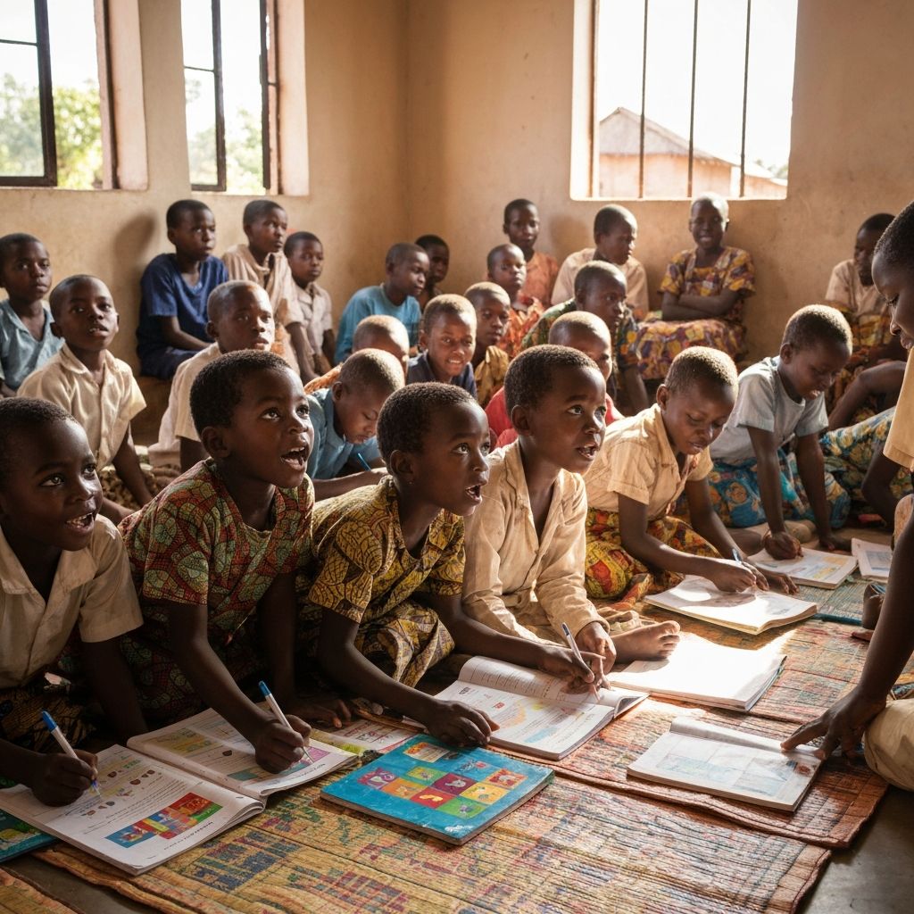 Students learning in a partner classroom